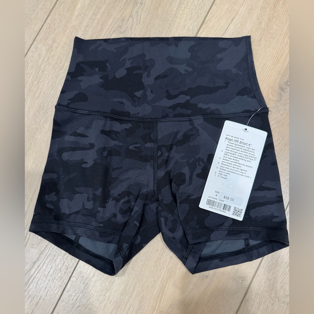 Lululemon Black Camo High-Waisted align Shorts